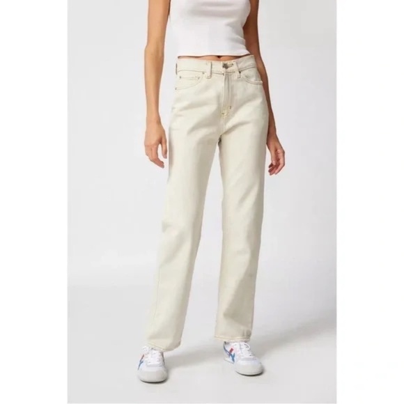 URBAN OUTFITTERS BDG High Waisted Cowboy Jeans in Cream - Picture 1 of 10